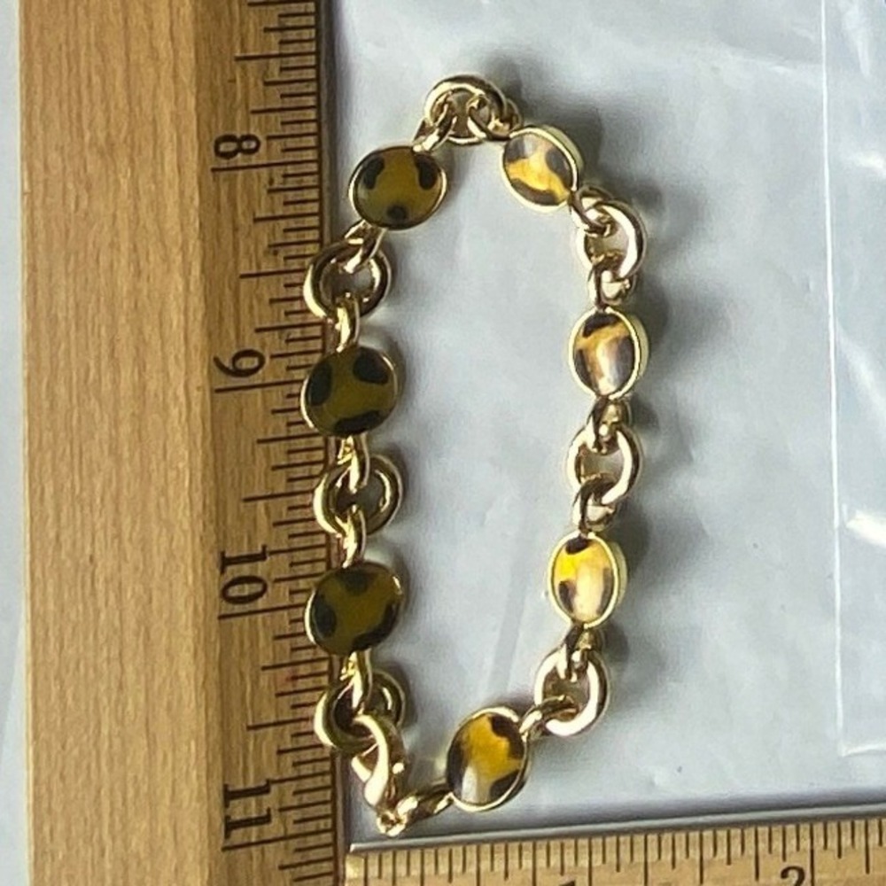 Gold Tone Tortoiseshell Oval Link Bracelet Women